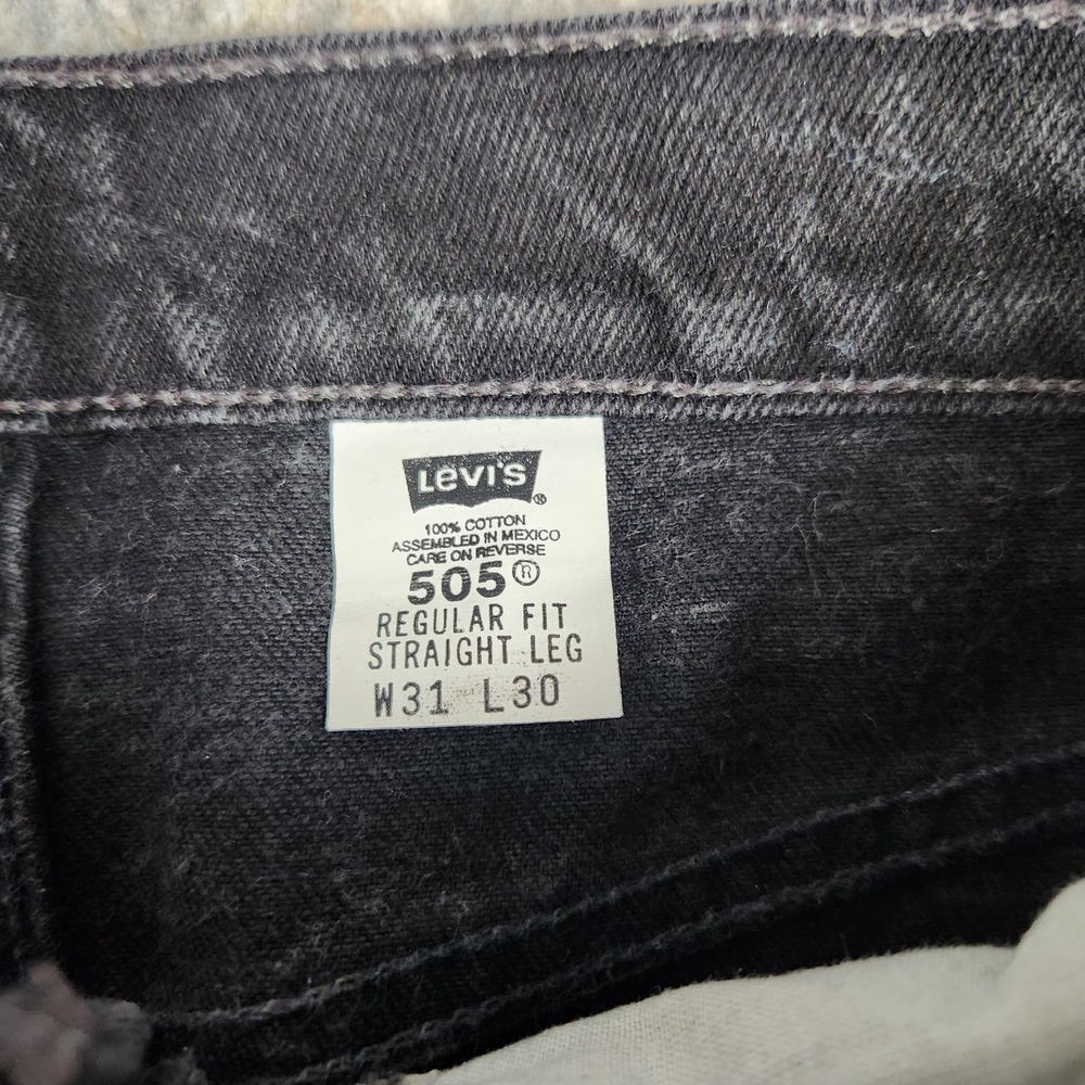 Levis 505 VTG 90s Jeans Men 31x30 Black Denim Regular Straight Fit Punk Skater - Picture 3 of 7